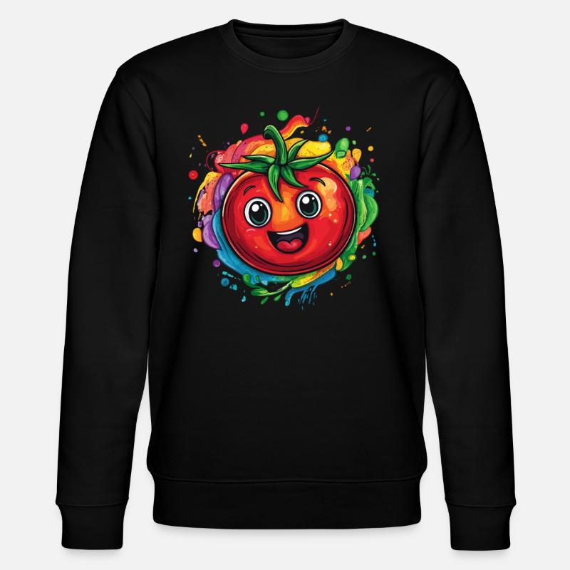 Fröhliche Tomate bunt - Stanley/Stella Unisex Bio-Sweatshirt CHANGER  - Schwarz