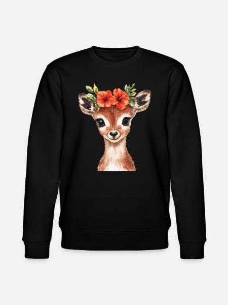 Deer with flower wreath - Stanley/Stella CHANGER Unisex Organic Sweatshirt - black