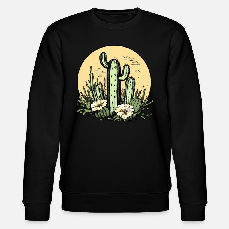 Cactus avec lune fleurie - Sweat bio CHANGER Stanley/Stella Unisexe - noir