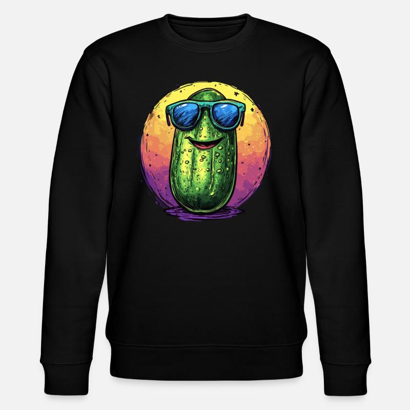 Coole Gurke mit Sonnenbrille - Stanley/Stella Unisex Bio-Sweatshirt CHANGER  - Schwarz