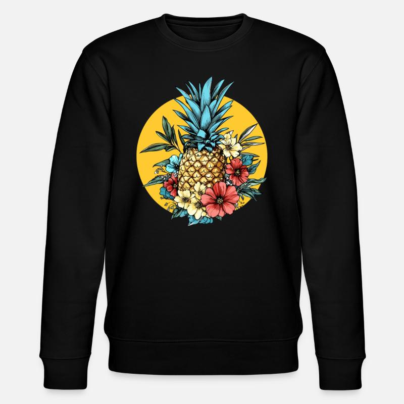 Ananas aux fleurs - Sweat bio CHANGER Stanley/Stella Unisexe - noir