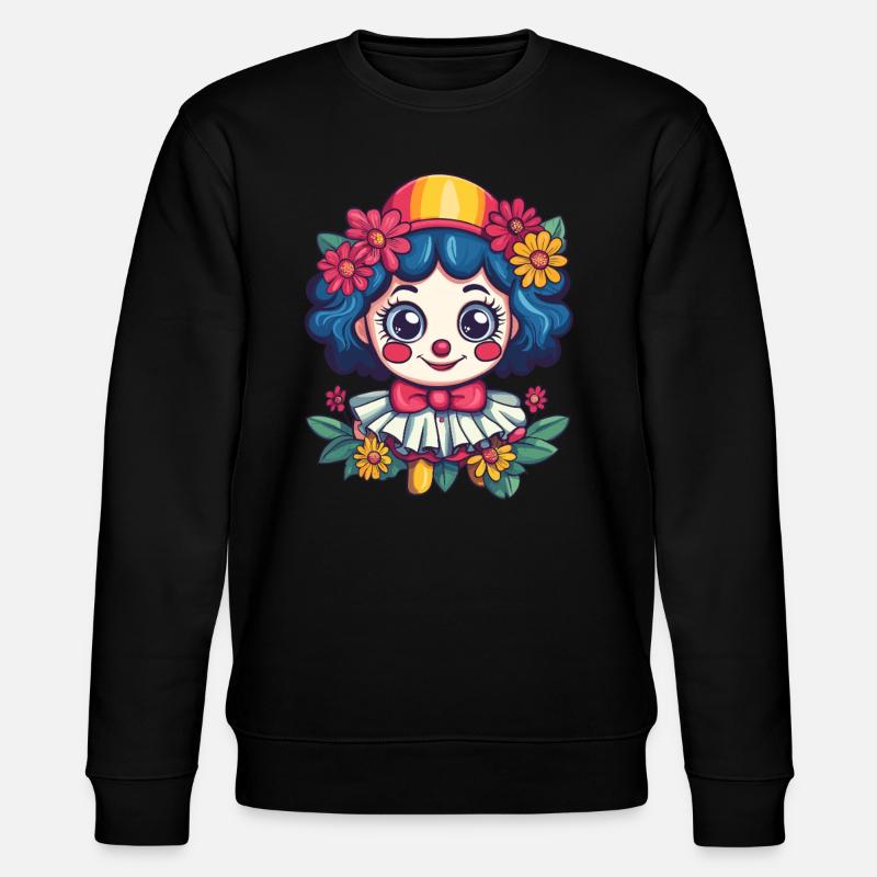 Clownmädchen mit Blumen - Stanley/Stella Unisex Bio-Sweatshirt CHANGER  - Schwarz
