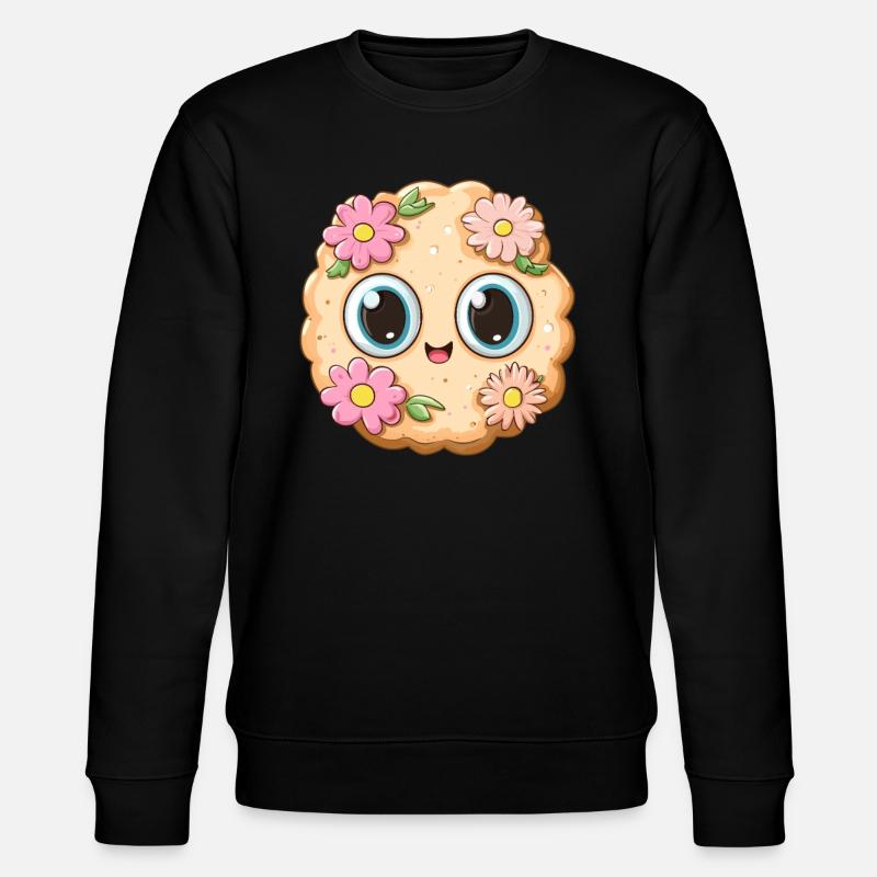 Keks mit Blümchen - Stanley/Stella Unisex Bio-Sweatshirt CHANGER - Schwarz