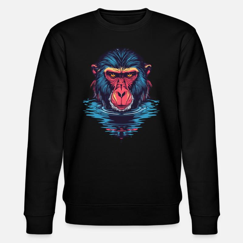 Mandrill Affe im Wasser - Stanley/Stella Unisex Bio-Sweatshirt CHANGER  - Schwarz