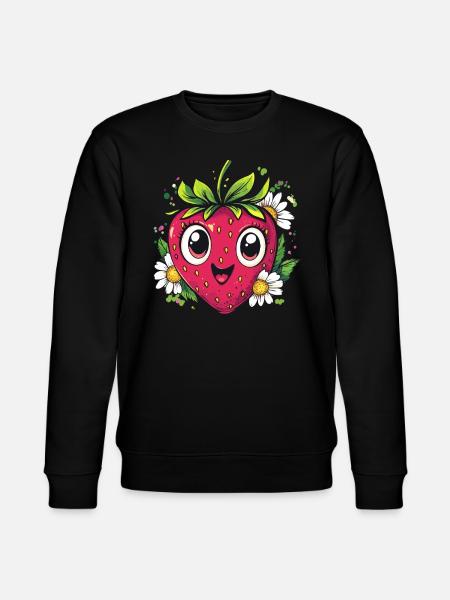 Erdbeere mit Gänseblümchen - Stanley/Stella Unisex Bio-Sweatshirt CHANGER - Schwarz