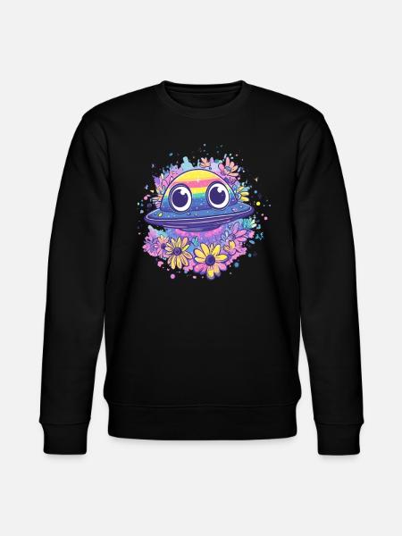 UFO with flower wreath - Stanley/Stella CHANGER Unisex Organic Sweatshirt - black