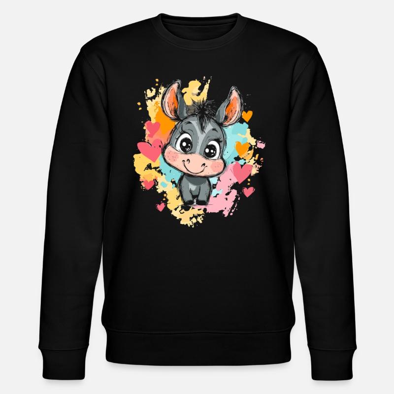 Lustiger Esel mit Herzen - Stanley/Stella Unisex Bio-Sweatshirt CHANGER - Schwarz