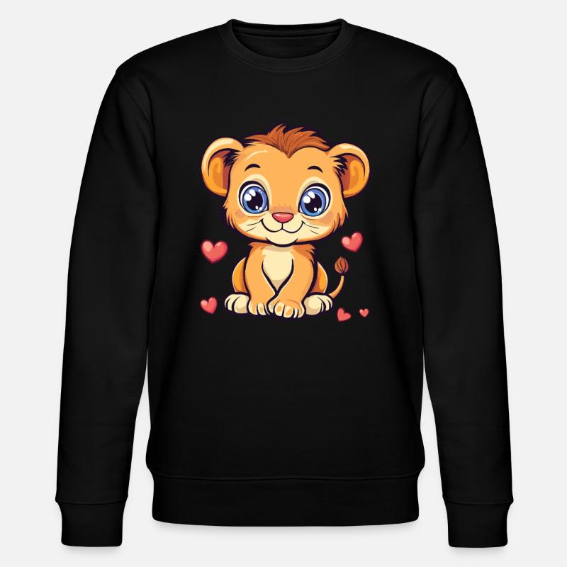 Löwe mit Herzchen - Stanley/Stella Unisex Bio-Sweatshirt CHANGER  - Schwarz
