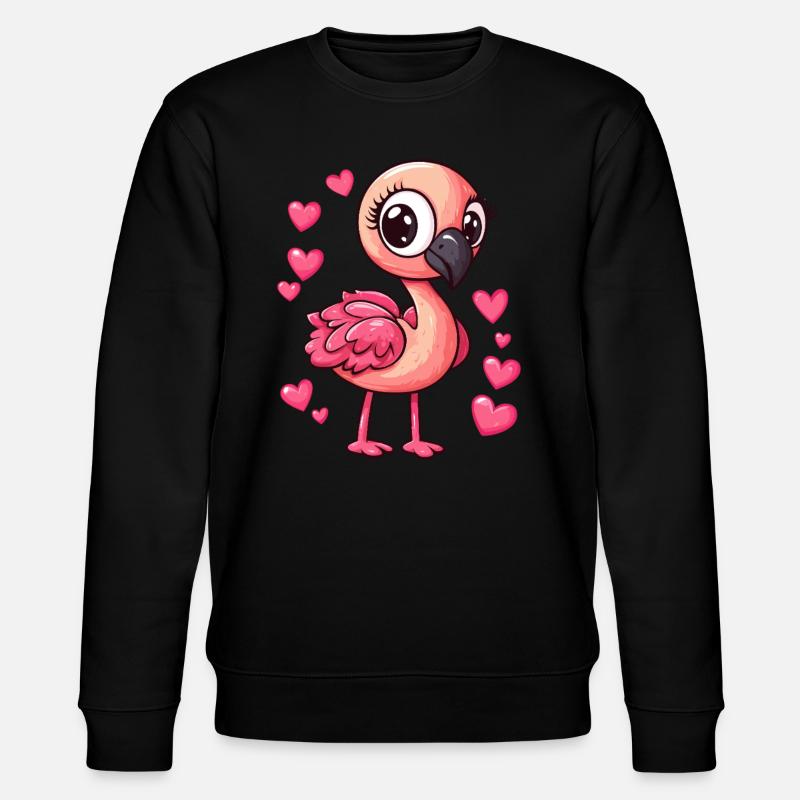Flamingo with Hearts - Stanley/Stella CHANGER Unisex Organic Sweatshirt - black