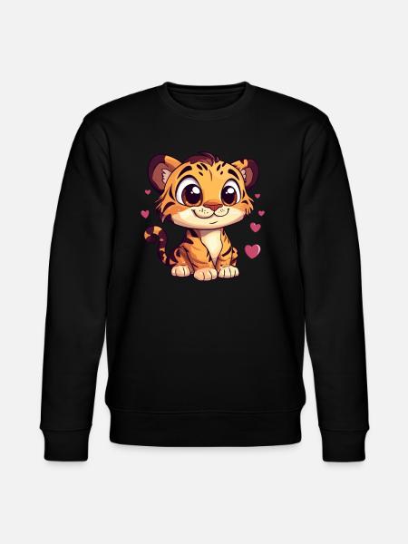 Tiger with Hearts - Stanley/Stella CHANGER Unisex Organic Sweatshirt - black