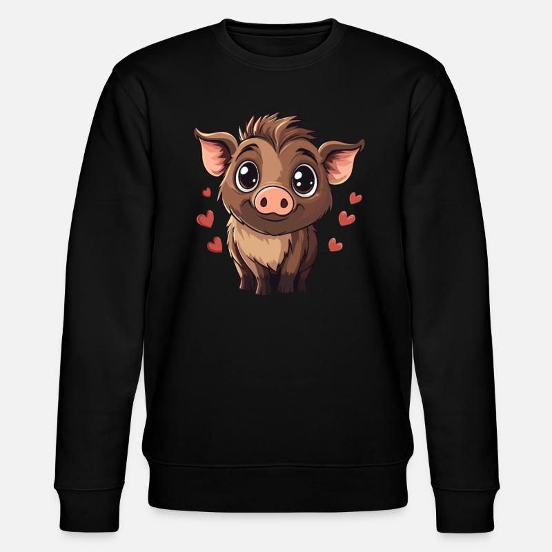 Wildschwein mit Herzchen - Stanley/Stella Unisex Bio-Sweatshirt CHANGER  - Schwarz