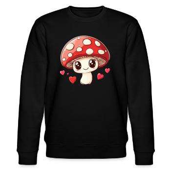 Lucky guy with heart eyes - Stanley/Stella CHANGER Unisex Organic Sweatshirt - black - Front - Nik (191cm) & Marisol (170cm)