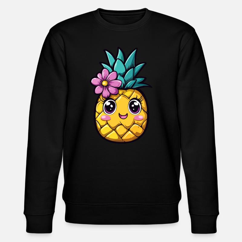 Ananas mit Blume - Stanley/Stella Unisex Bio-Sweatshirt CHANGER  - Schwarz