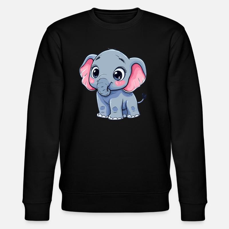 Elefant mit großen Augen - Stanley/Stella Unisex Bio-Sweatshirt CHANGER  - Schwarz