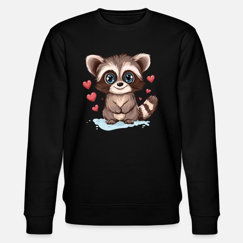 Waschbär mit Herzchen - Stanley/Stella Unisex Bio-Sweatshirt CHANGER  - Schwarz