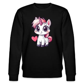 Zauberhaftes Einhornherz - Stanley/Stella Unisex Bio-Sweatshirt CHANGER  - Schwarz - Vorne - Nik (191cm) & Marisol (170cm)