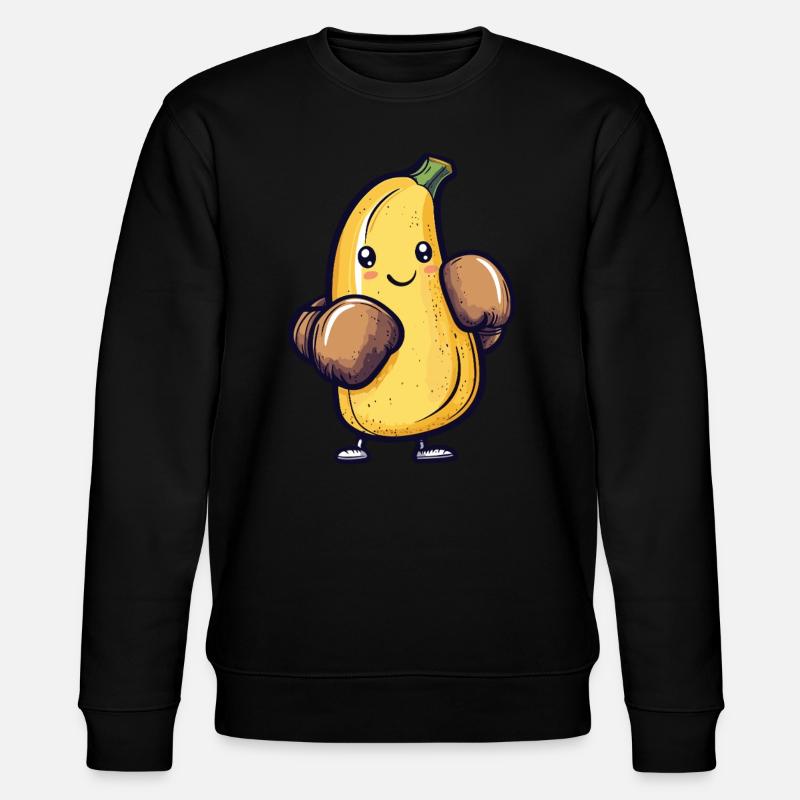 Boxende Banane - Stanley/Stella Unisex Bio-Sweatshirt CHANGER  - Schwarz