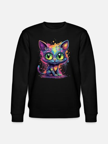 Bunte Neon Katze - Stanley/Stella Unisex Bio-Sweatshirt CHANGER  - Schwarz