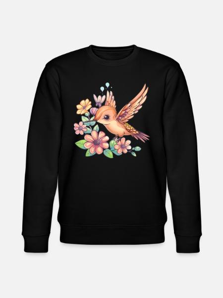 Kolibri mellem blomster - Stanley/Stella økologisk unisex-sweatshirt CHANGER  - sort