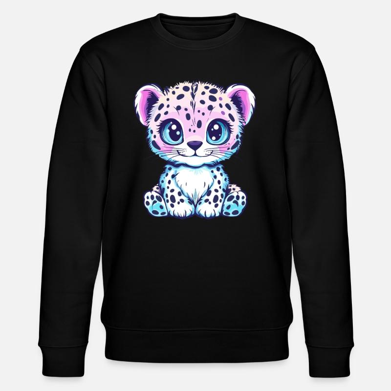 Pastel Leopard with Charm - Stanley/Stella CHANGER Unisex Organic Sweatshirt - black
