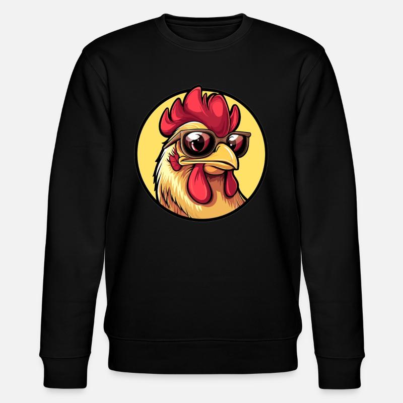 Cool rooster with sunglasses - Stanley/Stella CHANGER Unisex Organic Sweatshirt - black
