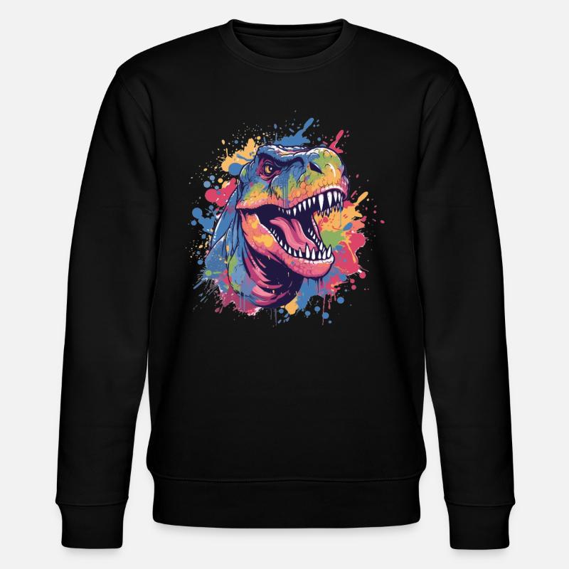 Bunter Dino im Farbchaos - Stanley/Stella Unisex Bio-Sweatshirt CHANGER  - Schwarz