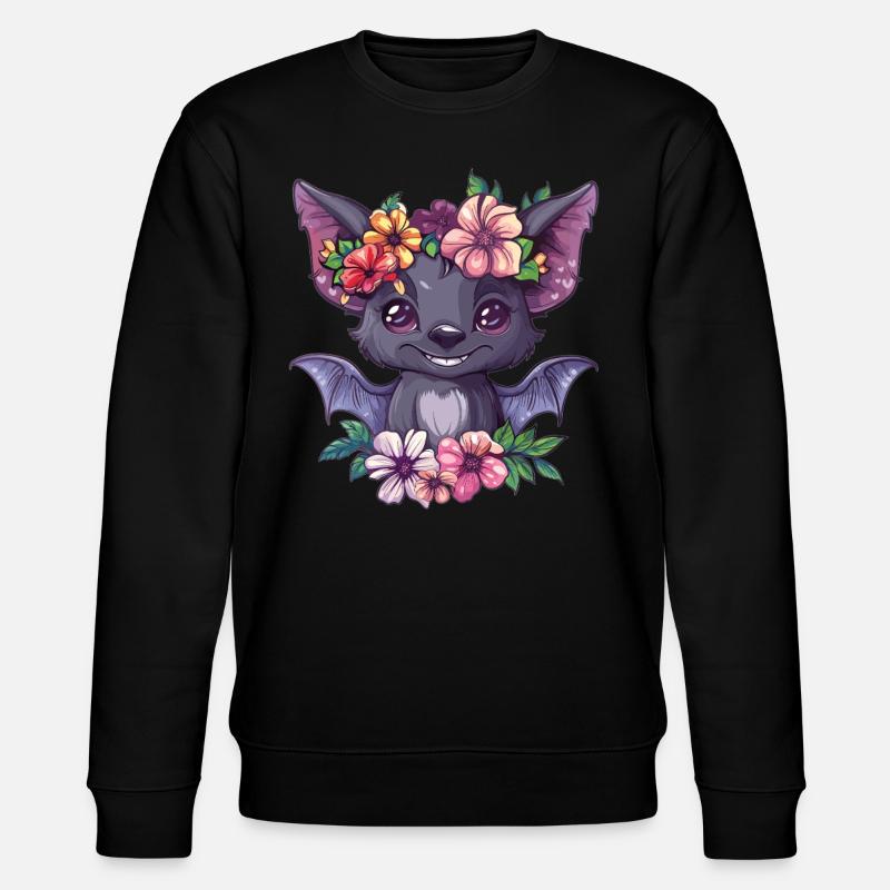 Chauve-souris fleur avec sourire - Sweat bio CHANGER Stanley/Stella Unisexe - noir