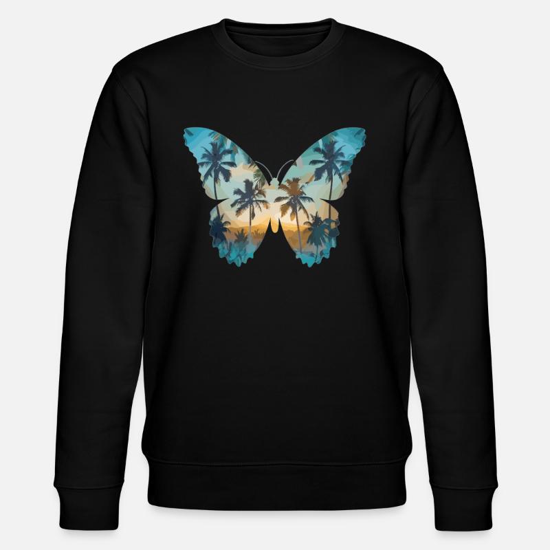 Papillon Palmier Aile - Sweat bio CHANGER Stanley/Stella Unisexe - noir