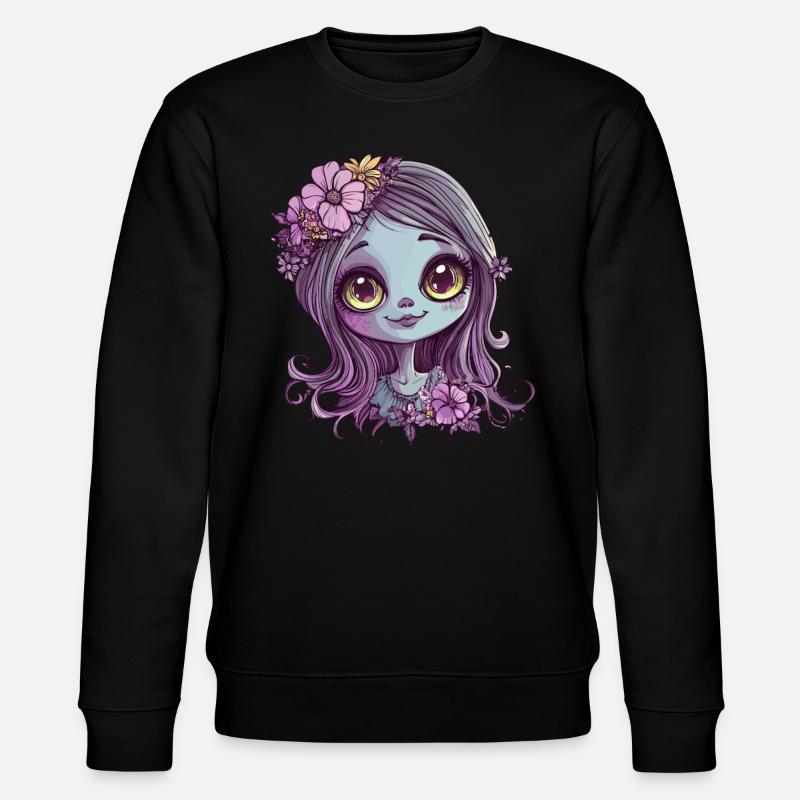 Blumenkind mit Glanzblick - Stanley/Stella Unisex Bio-Sweatshirt CHANGER  - Schwarz