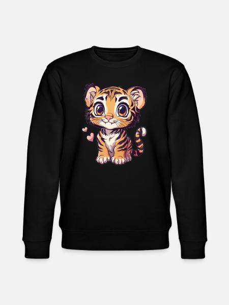 Tigerbaby mit Herzchen - Stanley/Stella Unisex Bio-Sweatshirt CHANGER - Schwarz