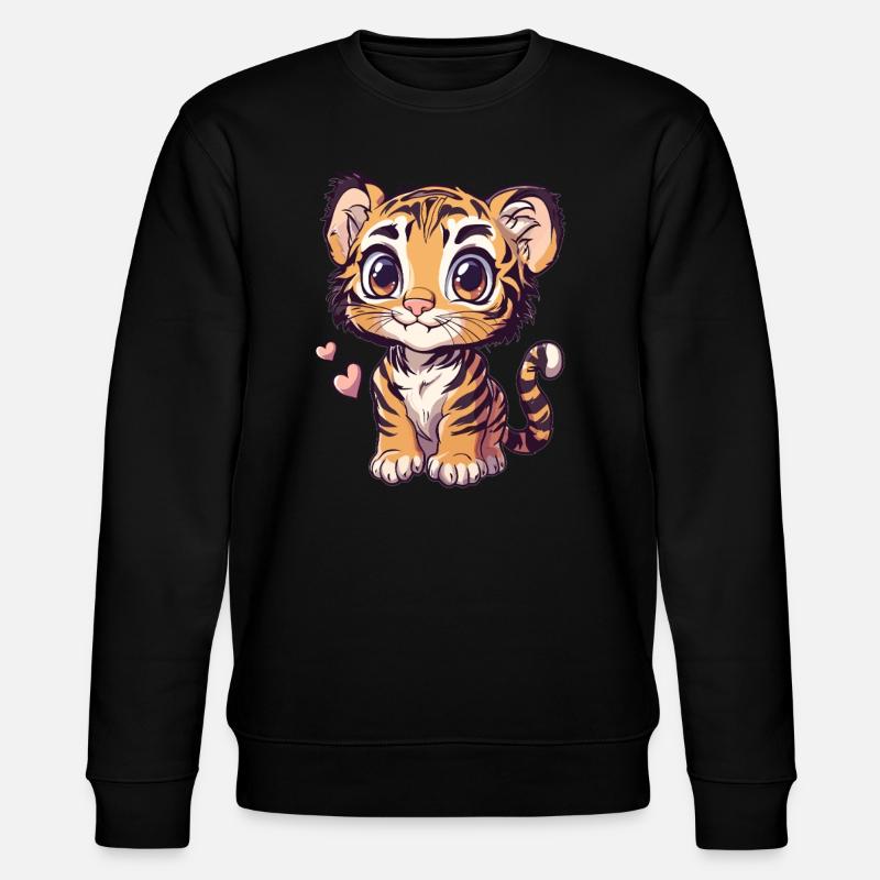 Tigerbaby mit Herzchen - Stanley/Stella Unisex Bio-Sweatshirt CHANGER - Schwarz