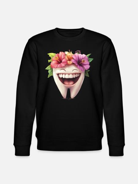 Laughing tooth with flowers - Stanley/Stella CHANGER Unisex Organic Sweatshirt - black