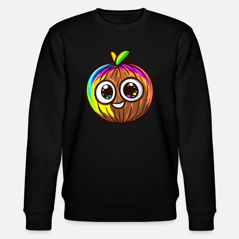 Happy Coconut with Rainbow - Stanley/Stella CHANGER Unisex Organic Sweatshirt - black