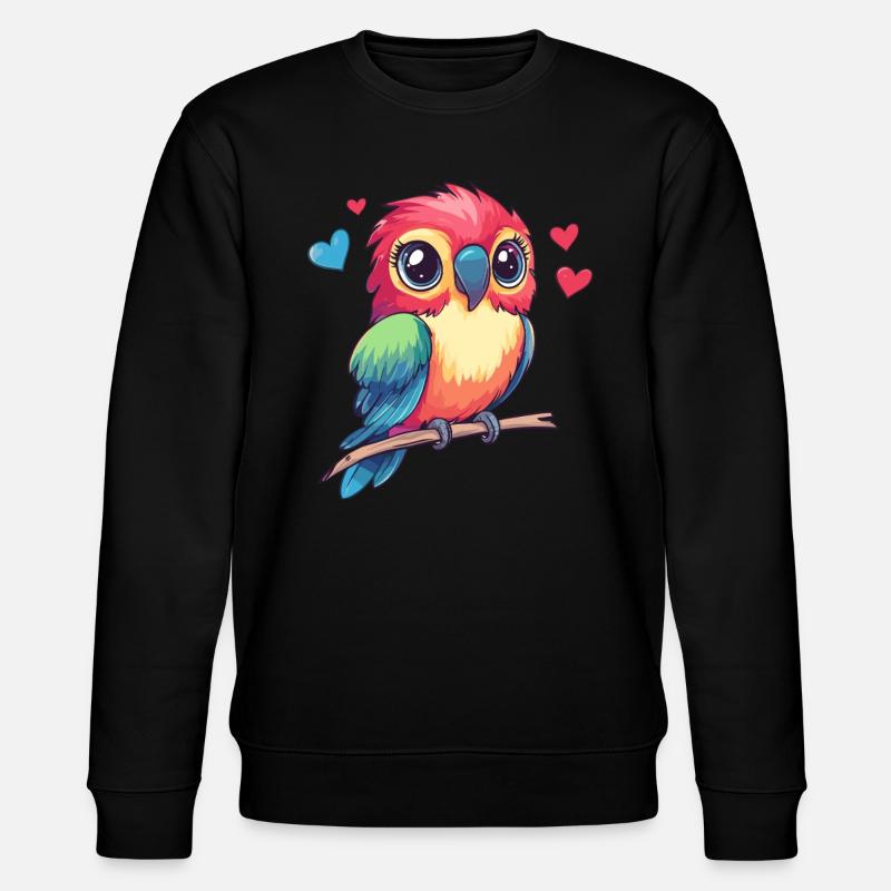 Parrot with hearts - Stanley/Stella CHANGER Unisex Organic Sweatshirt - black
