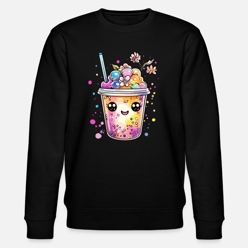 Bubble Tea mit Blüten - Stanley/Stella Unisex Bio-Sweatshirt CHANGER  - Schwarz