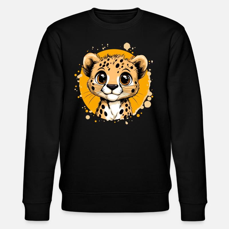Bébé guépard en jaune - Sweat bio CHANGER Stanley/Stella Unisexe - noir