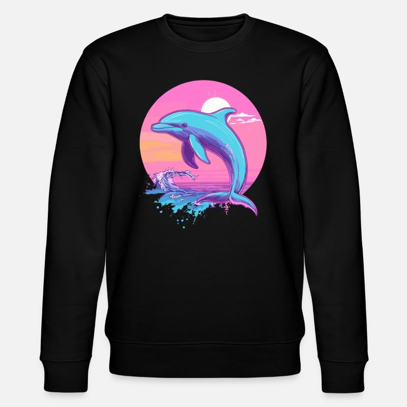 Dolphin at sunset - Stanley/Stella CHANGER Unisex Organic Sweatshirt - black