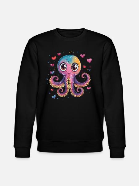 Octopus with hearts - Stanley/Stella CHANGER Unisex Organic Sweatshirt - black