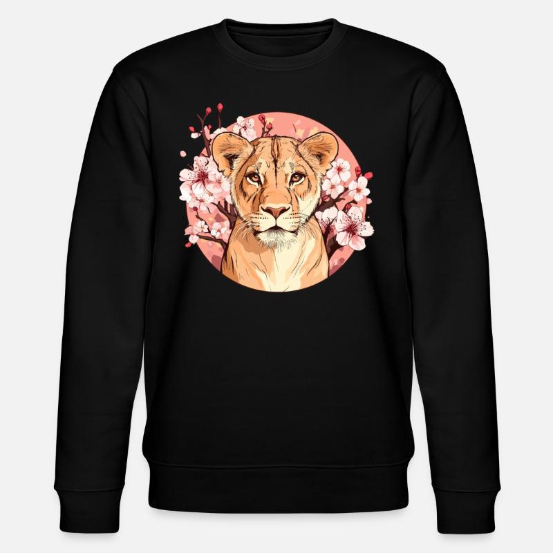 Lionne aux fleurs - Sweat bio CHANGER Stanley/Stella Unisexe - noir