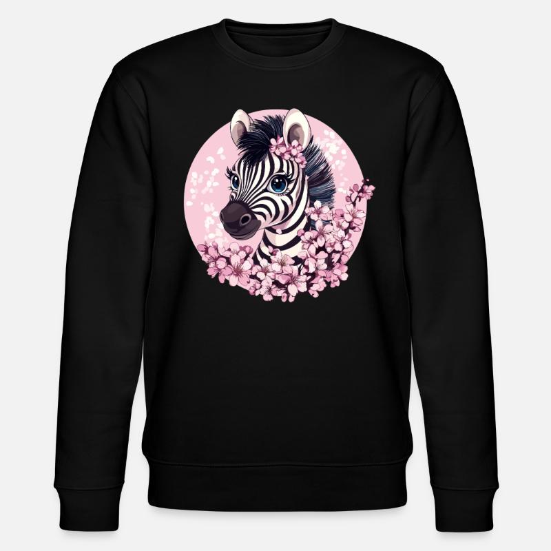 Zebra with cherry blossoms - Stanley/Stella CHANGER Unisex Organic Sweatshirt - black