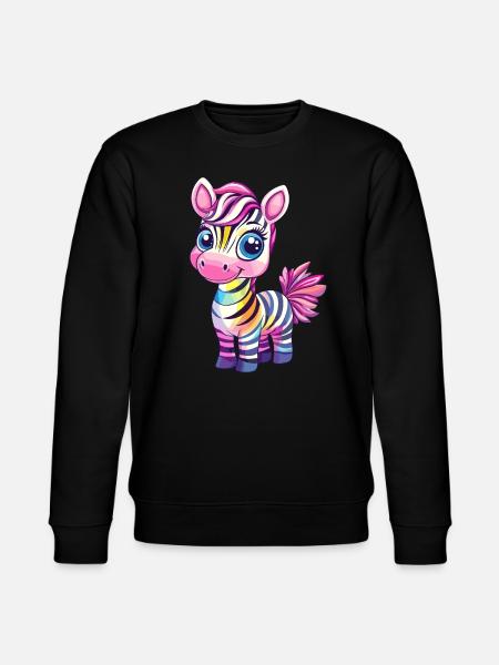 Regenbogen Zebra Kindermotiv - Stanley/Stella Unisex Bio-Sweatshirt CHANGER  - Schwarz