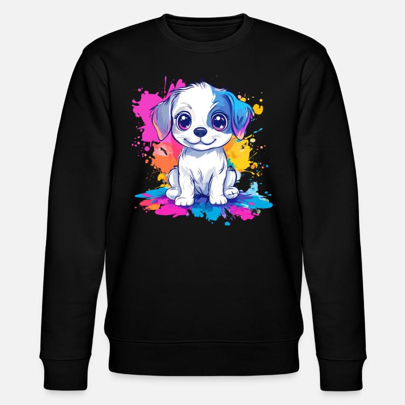 Welpe auf Farbspritzer - Stanley/Stella Unisex Bio-Sweatshirt CHANGER - Schwarz