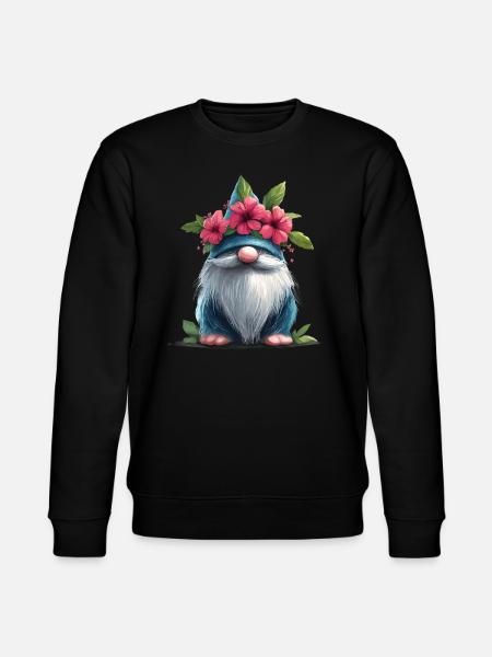 Gnome with flower hat - Stanley/Stella CHANGER Unisex Organic Sweatshirt - black