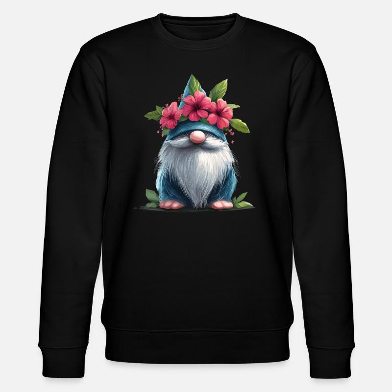 Wichtel mit Blumenhut - Stanley/Stella Unisex Bio-Sweatshirt CHANGER  - Schwarz