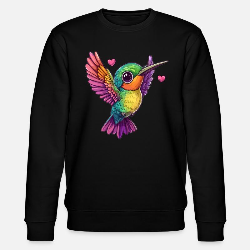 Kolibri mit Herzchen - Stanley/Stella Unisex Bio-Sweatshirt CHANGER  - Schwarz