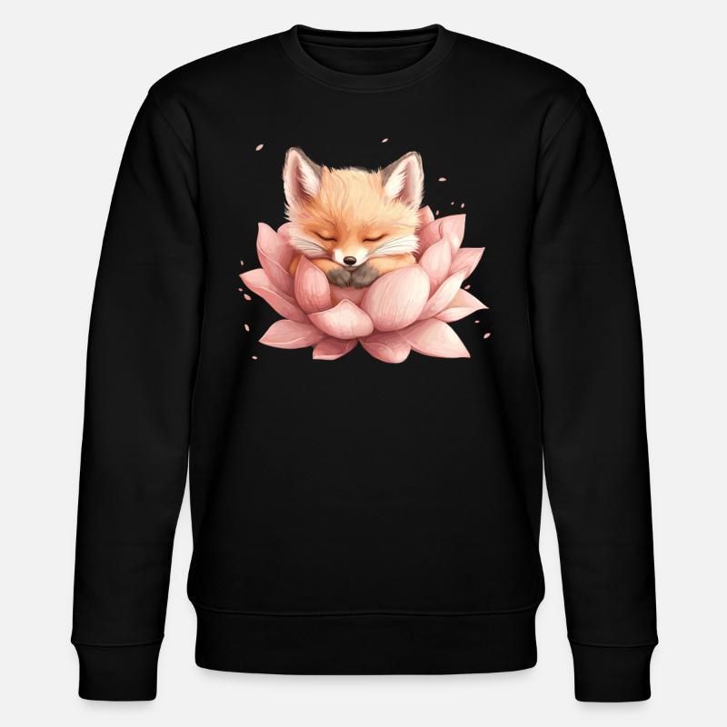 Fox sleeps in bloom - Stanley/Stella CHANGER Unisex Organic Sweatshirt - black