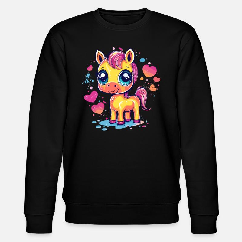 Buntes Pony mit Herzen - Stanley/Stella Unisex Bio-Sweatshirt CHANGER - Schwarz