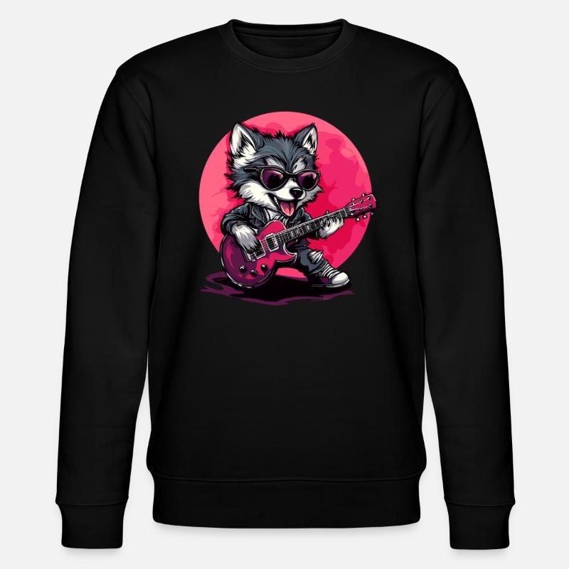 Loup guitariste - Sweat bio CHANGER Stanley/Stella Unisexe - noir