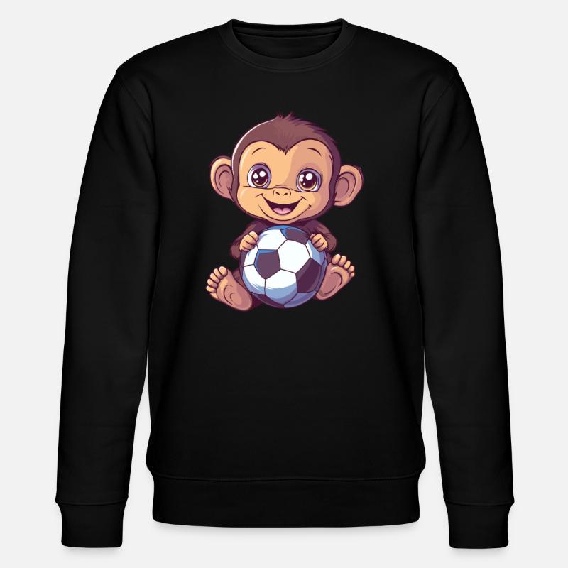 Affe mit Fußball - Stanley/Stella Unisex Bio-Sweatshirt CHANGER  - Schwarz