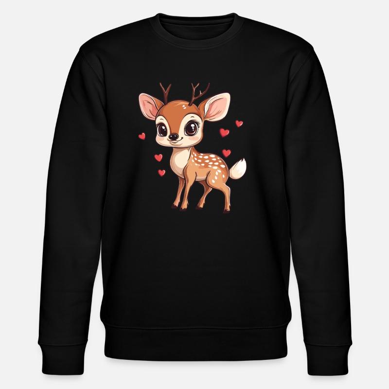 Rehkitz mit Herzen - Stanley/Stella Unisex Bio-Sweatshirt CHANGER  - Schwarz